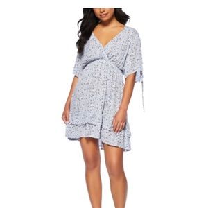 ePretty Blue floral print open sleeve mini dress